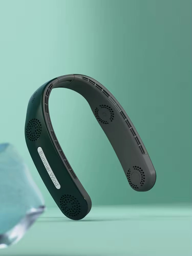 Utomhus sport-USB-fällbar bladlös hängande halsfläkt