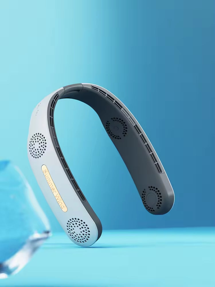 Utomhus sport-USB-fällbar bladlös hängande halsfläkt