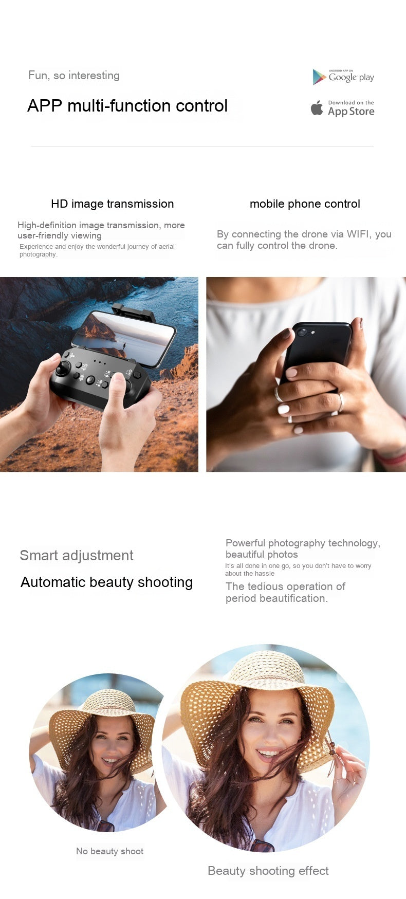 UAV med optisk flödespositionering och dubbelkamera