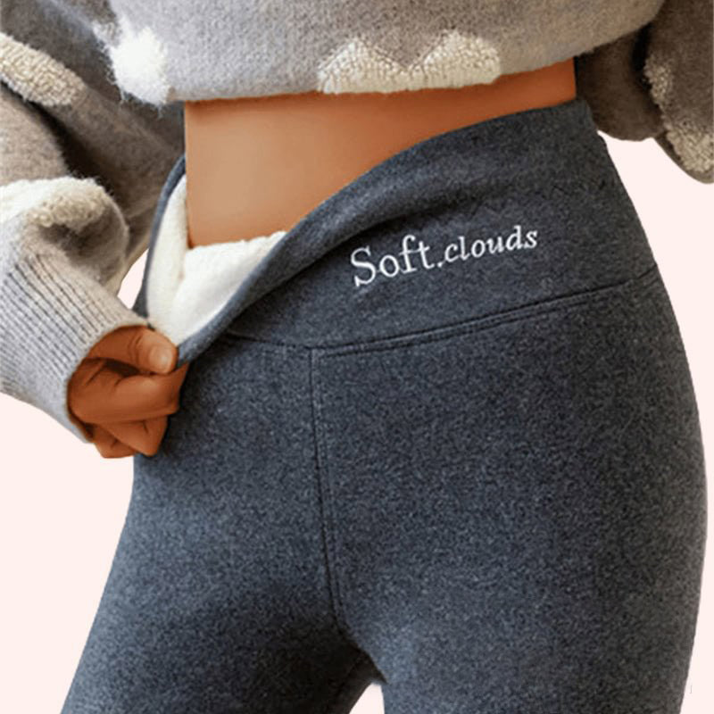 Kvinnors leggings med hög midja och höftlyft, fleecefodrade och designade som hajbyxor