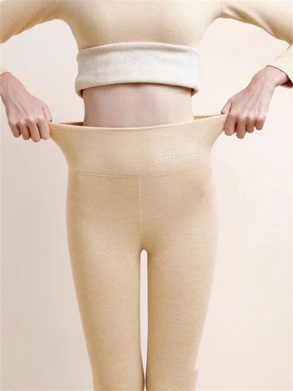 Kvinnors leggings med hög midja och höftlyft, fleecefodrade och designade som hajbyxor