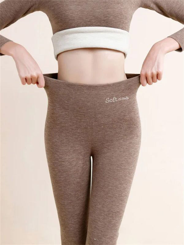 Kvinnors leggings med hög midja och höftlyft, fleecefodrade och designade som hajbyxor