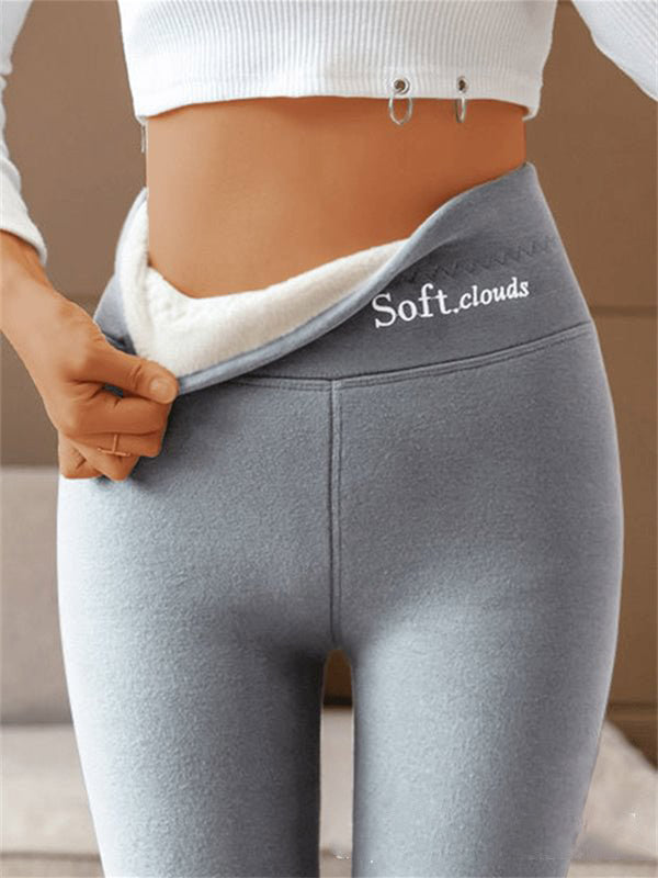 Kvinnors leggings med hög midja och höftlyft, fleecefodrade och designade som hajbyxor