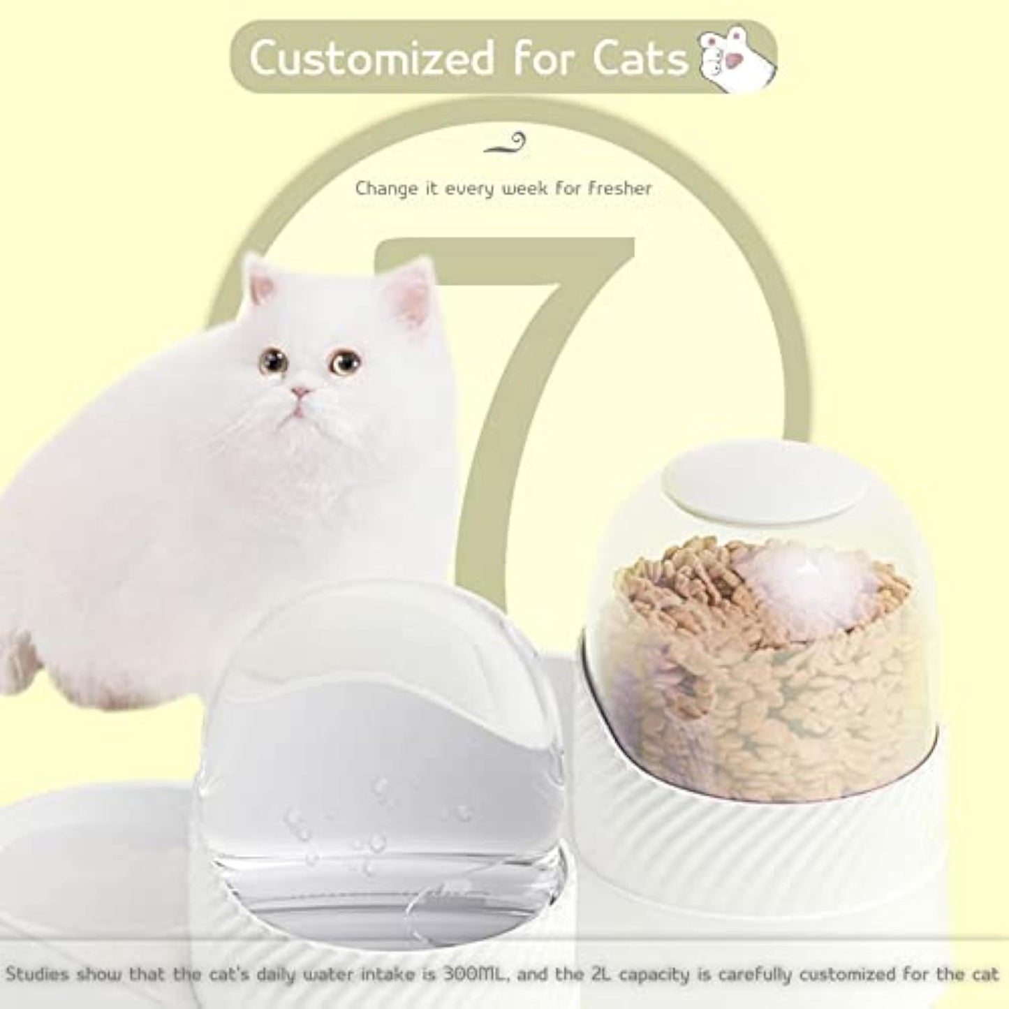 2-delat set med kattmatare och vattendispenser. Kattmatskål och vattenskål
