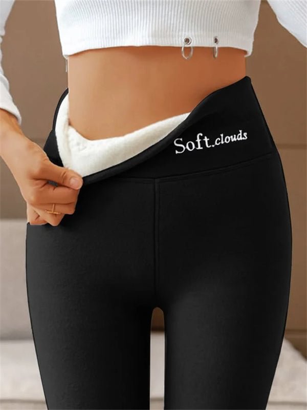 Kvinnors leggings med hög midja och höftlyft, fleecefodrade och designade som hajbyxor