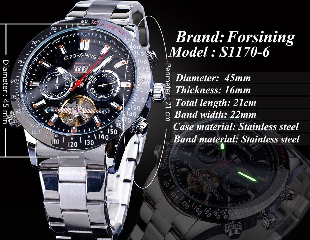 Multifunktionell Tourbillon Automatisk Mekanisk Klocka