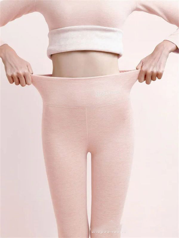 Kvinnors leggings med hög midja och höftlyft, fleecefodrade och designade som hajbyxor