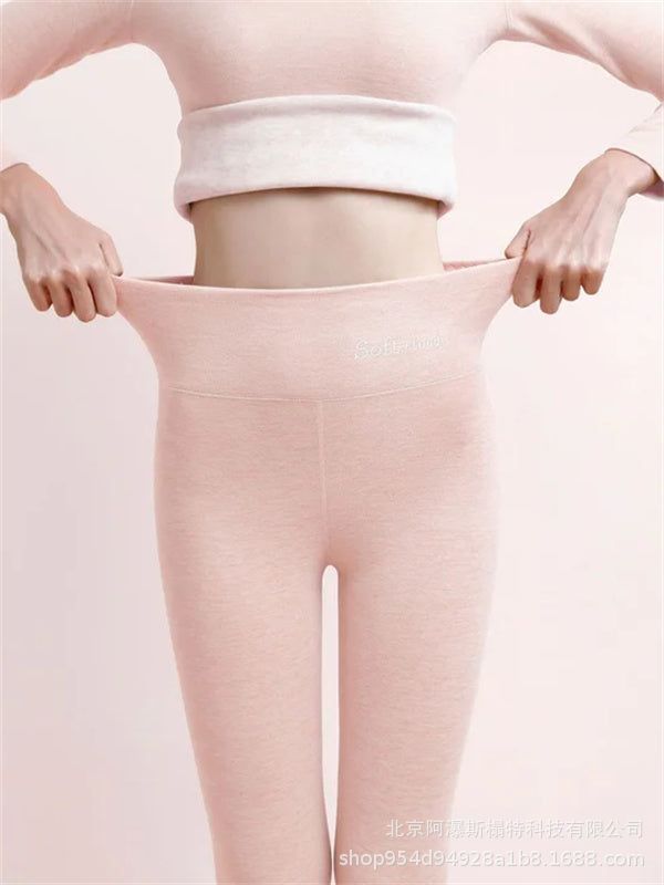 Kvinnors leggings med hög midja och höftlyft, fleecefodrade och designade som hajbyxor