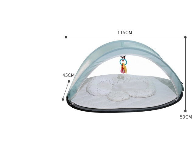 Fällbart och andningsbart myggnät för babysäng