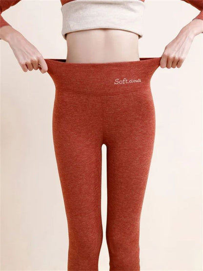 Kvinnors leggings med hög midja och höftlyft, fleecefodrade och designade som hajbyxor