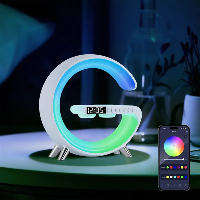 Ny Intelligent G-formad LED-lampa Bluetooth Speake Trådlös Laddare Atmosfär Lampa Appkontroll