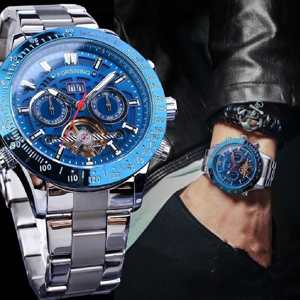 Multifunktionell Tourbillon Automatisk Mekanisk Klocka