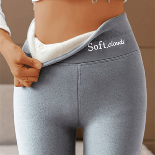 Kvinnors leggings med hög midja och höftlyft, fleecefodrade och designade som hajbyxor