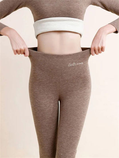 Kvinnors leggings med hög midja och höftlyft, fleecefodrade och designade som hajbyxor